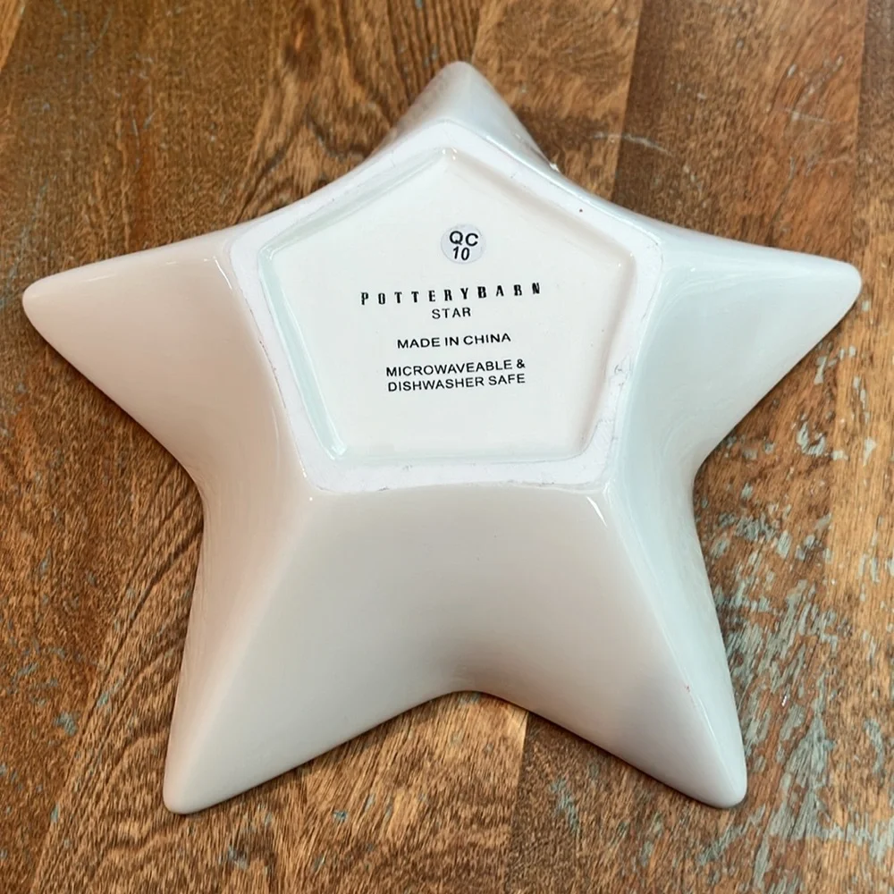 Pottery Barn Rustic Star Shaped Ceramic Serving Bowl Ivory 9
